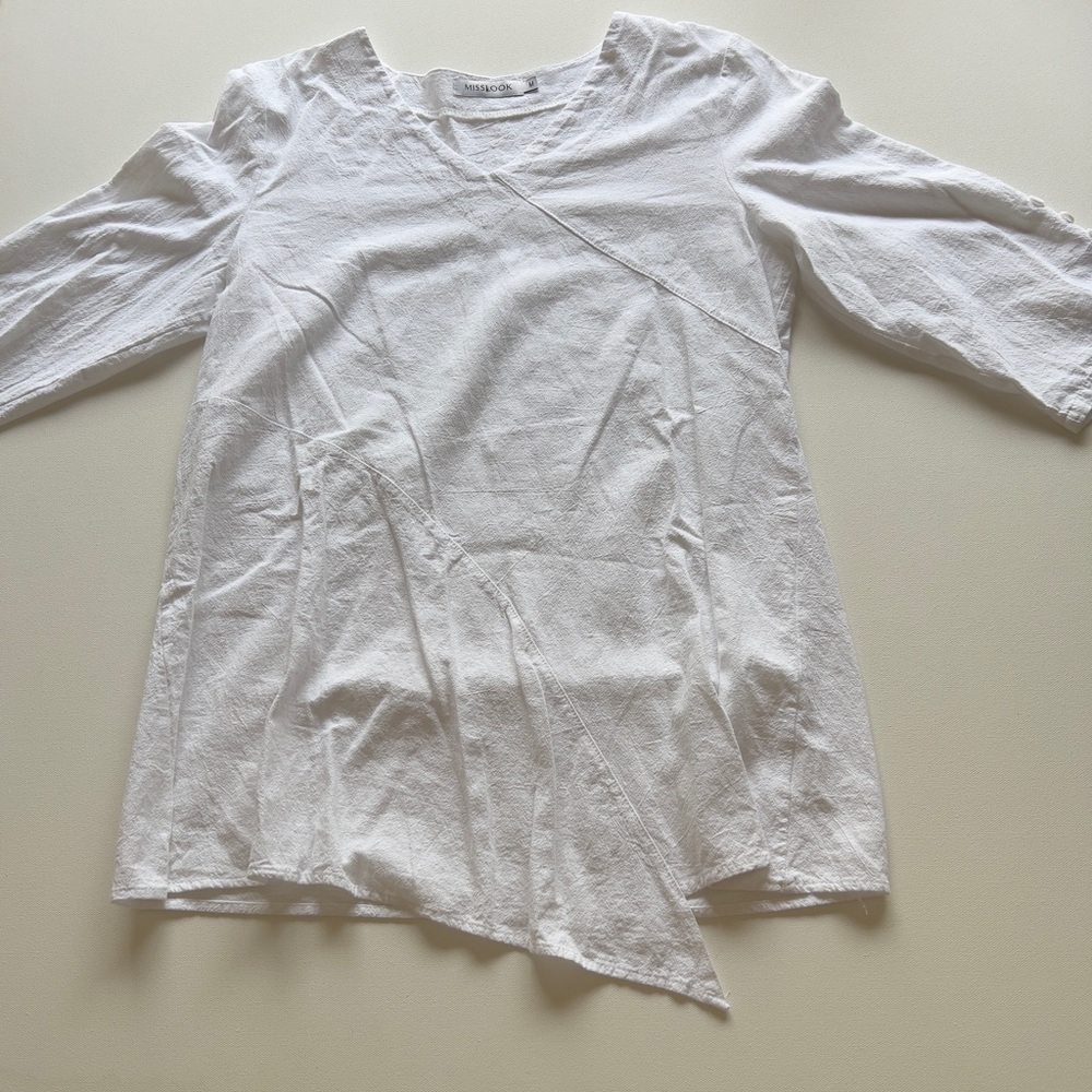 EUC MISSLOOK Textured V-Neck Cotton Top (E3)